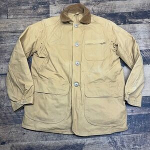 Vintage JC Higgins Workwear Tan Canvas Field Jacket Corduroy Collar Men Large